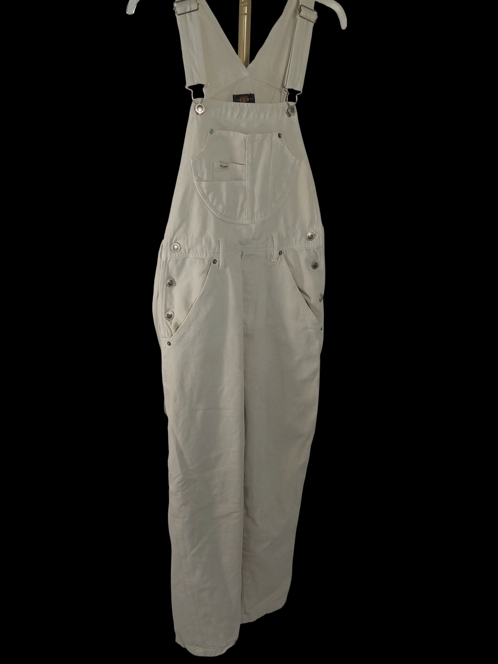 VTG Route 66 Women's Cream Overalls Jeans - Classic Pocket Dungarees Sz S